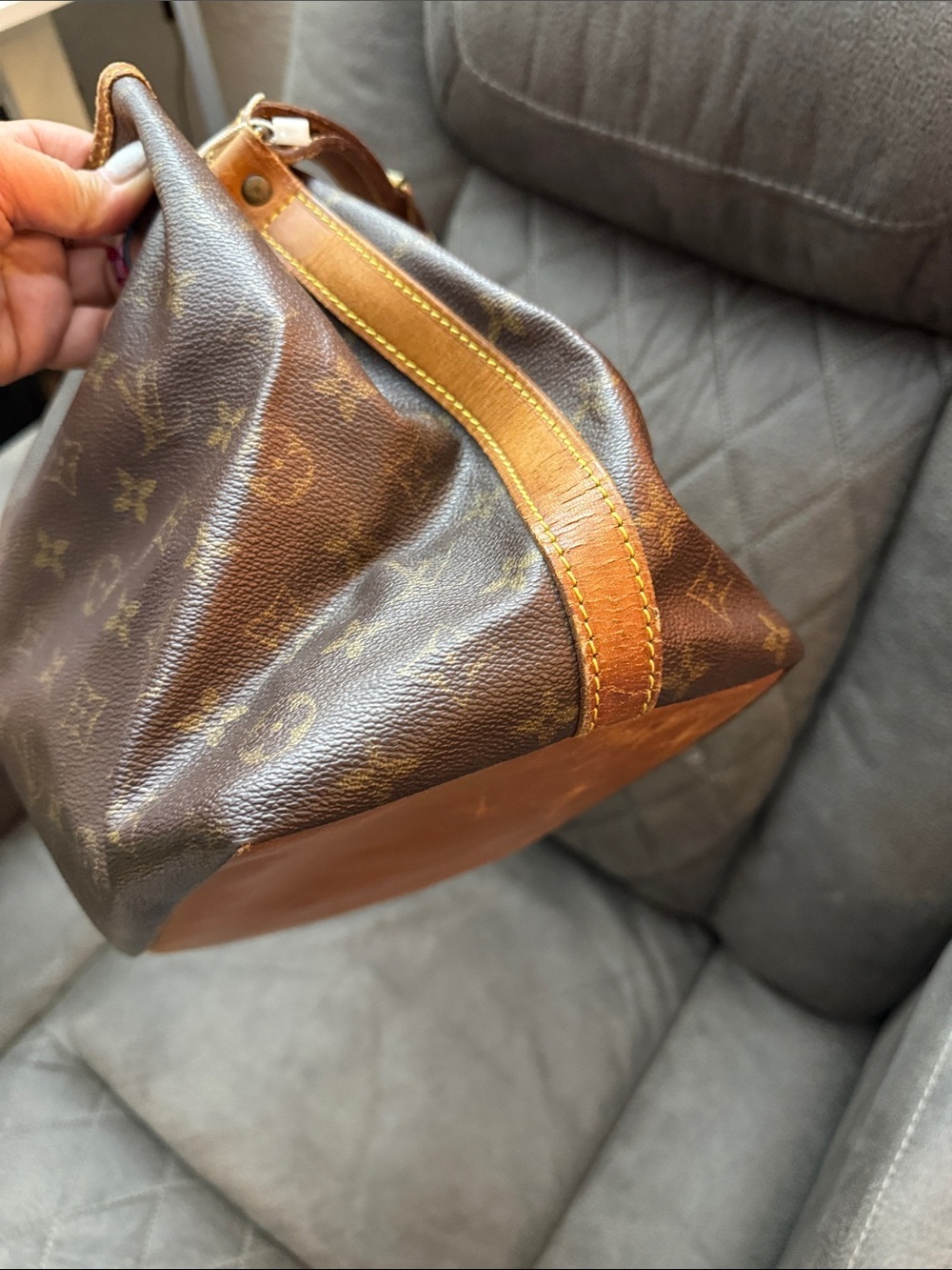 Louis Vuitton Noe Brown Monogram Bucket Shoulder Bag with Scarf Accent - Picture 5 of 7